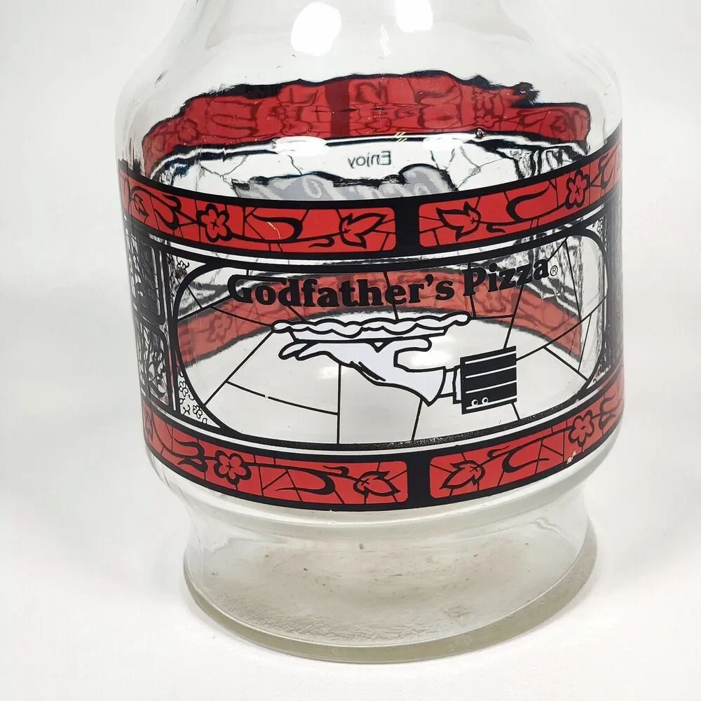 Vintage Godfathers Pizza Coca-Cola Carafe Lot of 2 Anchor Hocking Glass Pitchers - Picture 3 of 11